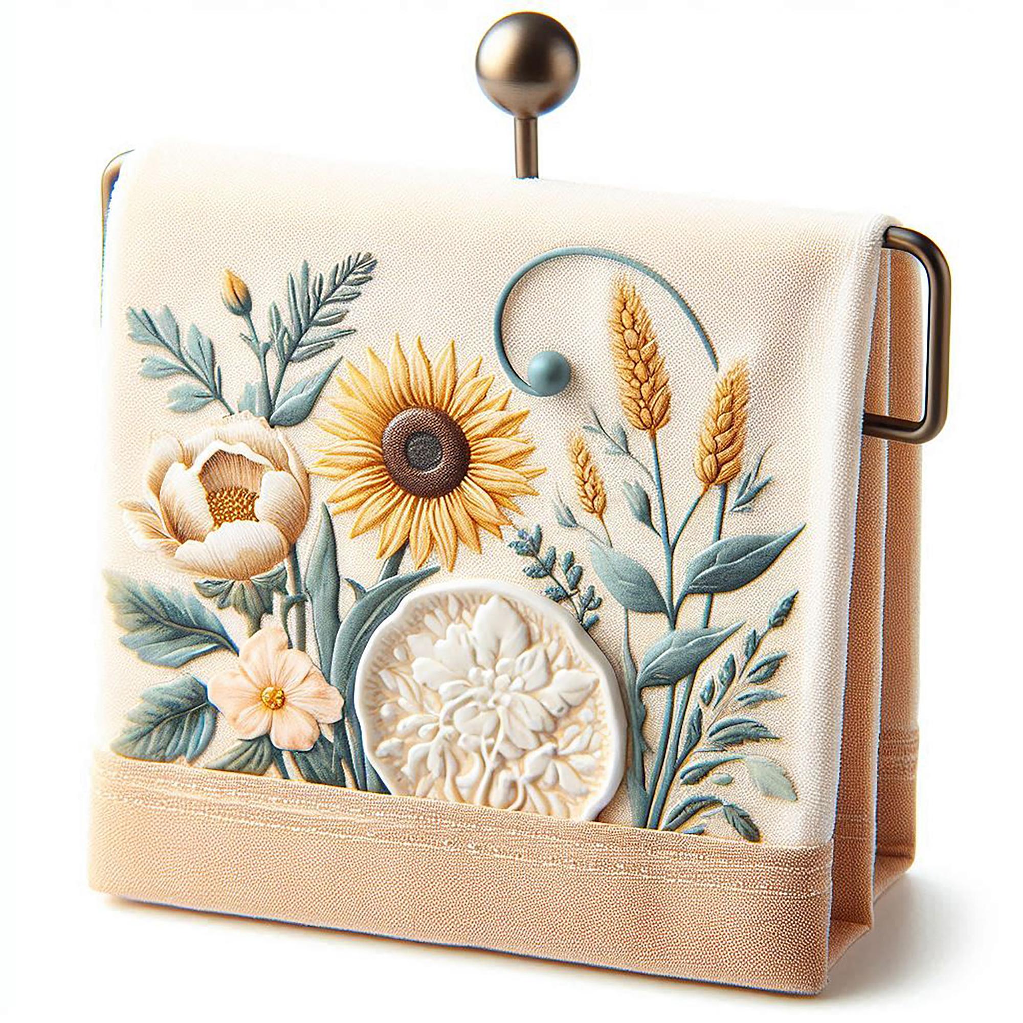 borsa ricamata con fiori stilizzati